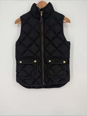 J. Crew Black Quilted Down Puffer Vest Size XS
